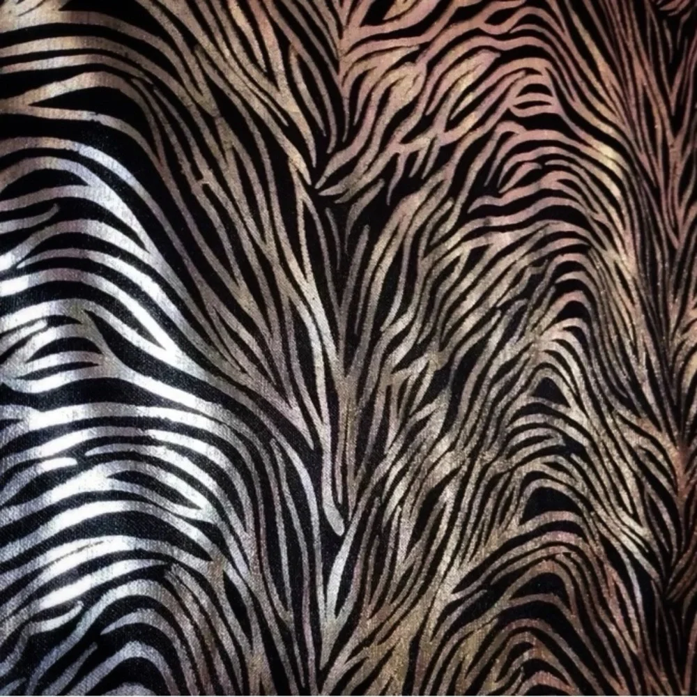 ZEBRA PRINT SILK STYLE FASHION SCARF Elegant & Versatile Black w/Silver Stripes